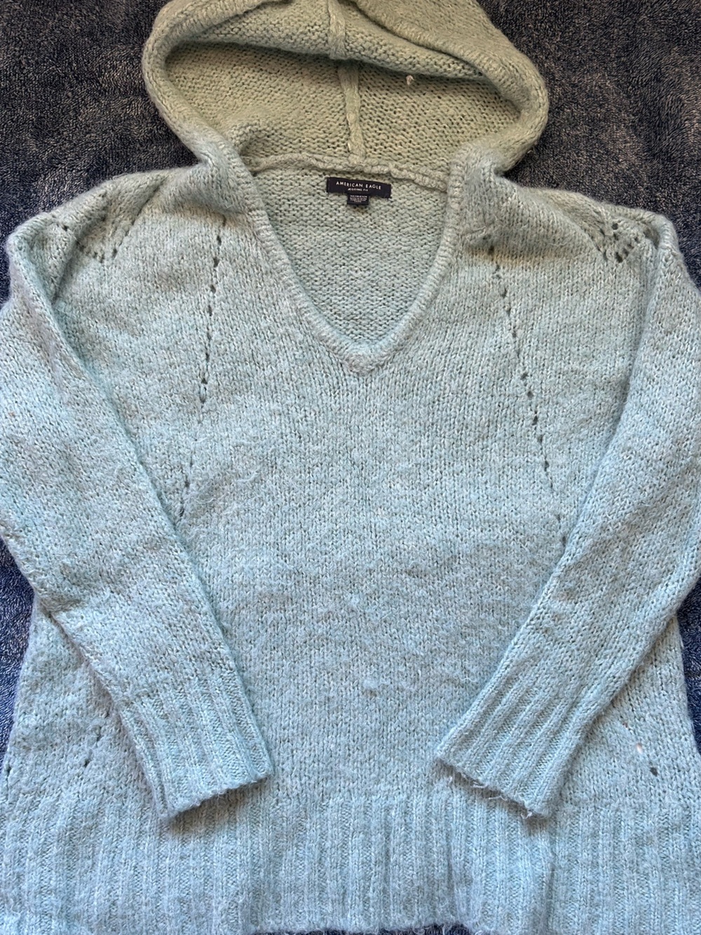 American Eagle Outfitters Light Aqua V-Neck Sweater